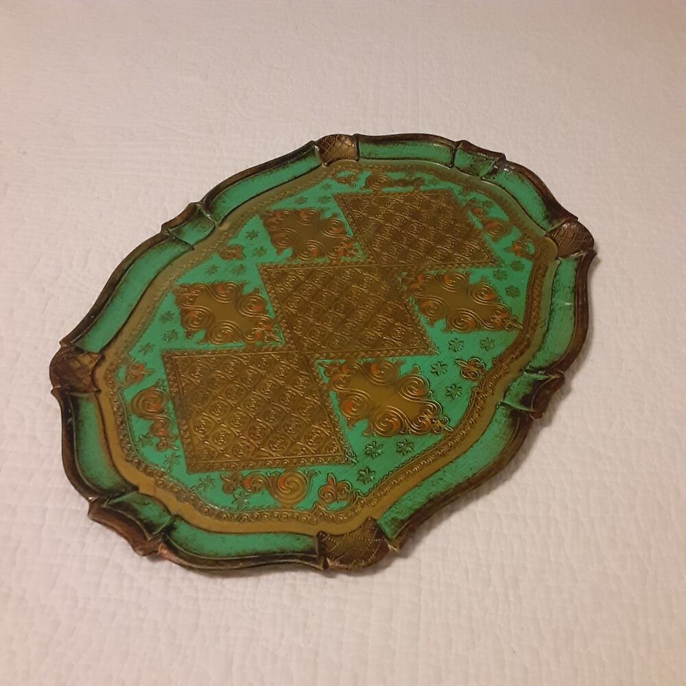 Vintage Florenina Legnolita Stamped Serving Tray Italy Decorative 18.5x13.5